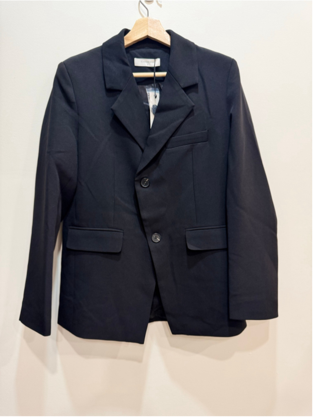 Commense Asymmetrical Black Blazer Jacket Size S Office Career Edgy Minimalist